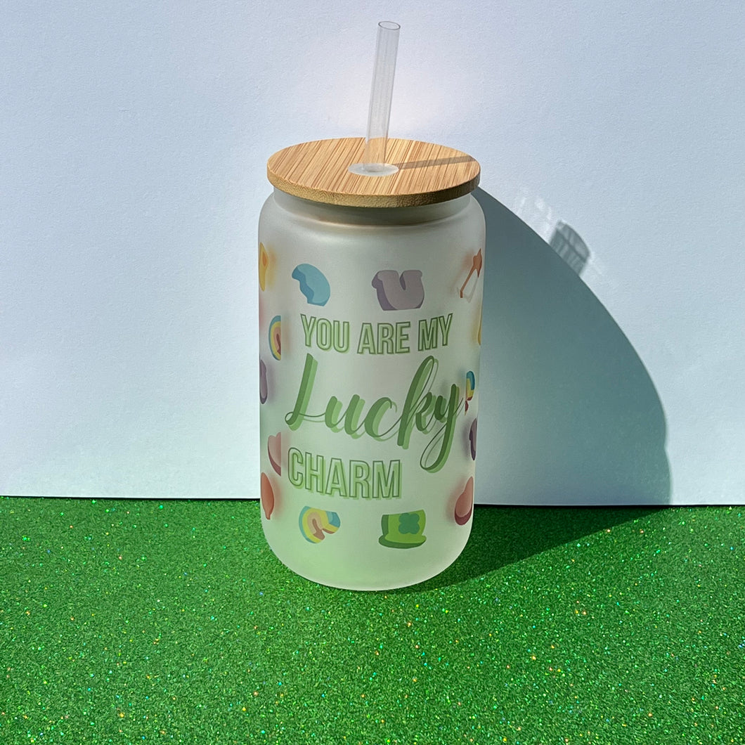 Frosted Glass Tumbler - Lucky Charm